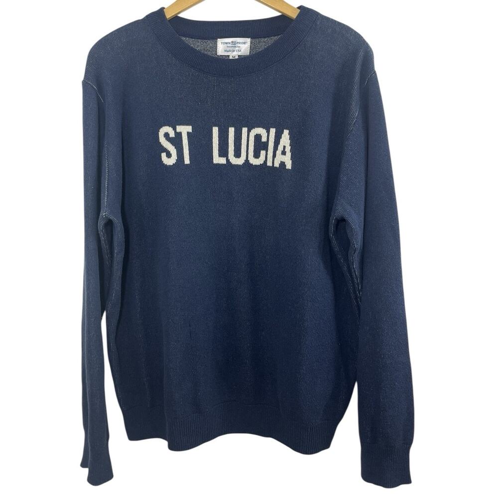 Town Pride Sweater Blue St. Lucia Size Medium Navy Blue Resort Travel Pullover